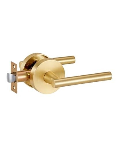 Passage Door Handles, Closet Door Handles,Brushed Dummy Passage - 1Pack Gold