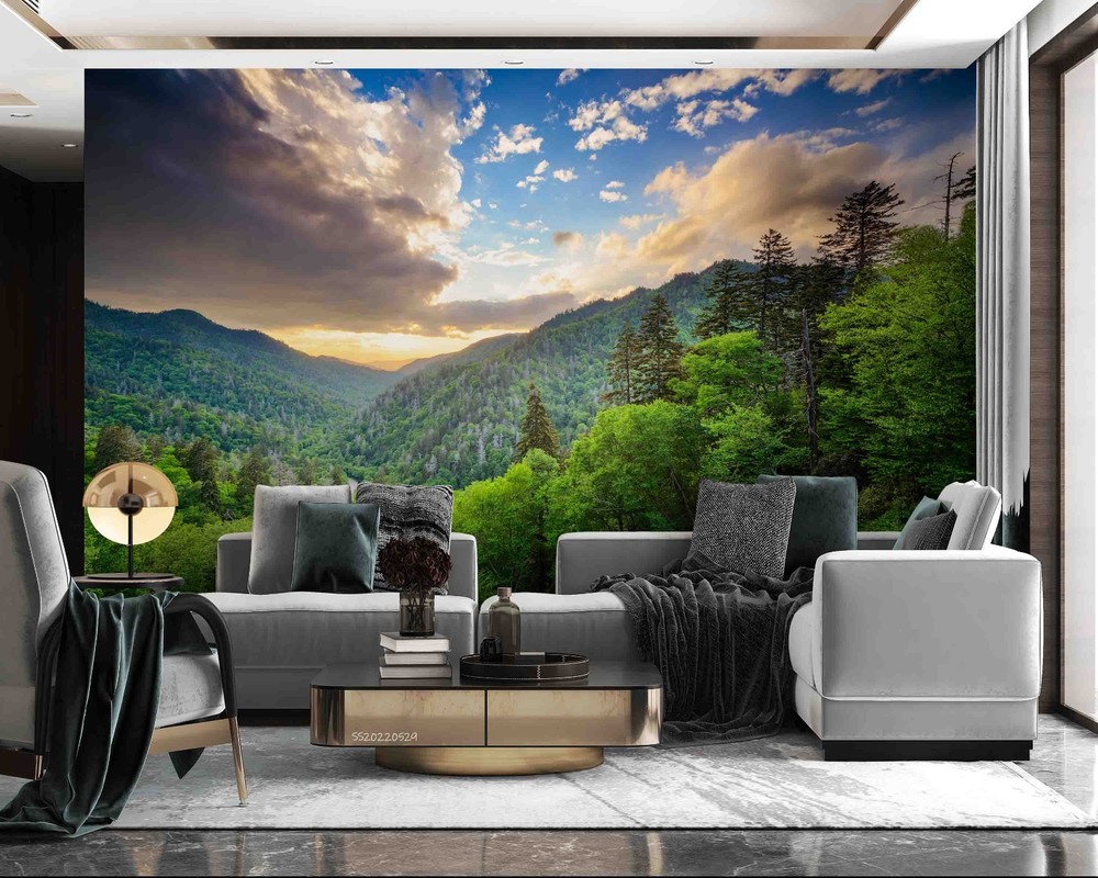 3D Sky Mountain Forest Landscape Wall Murals Wallpaper Murals Wall Sticker 4