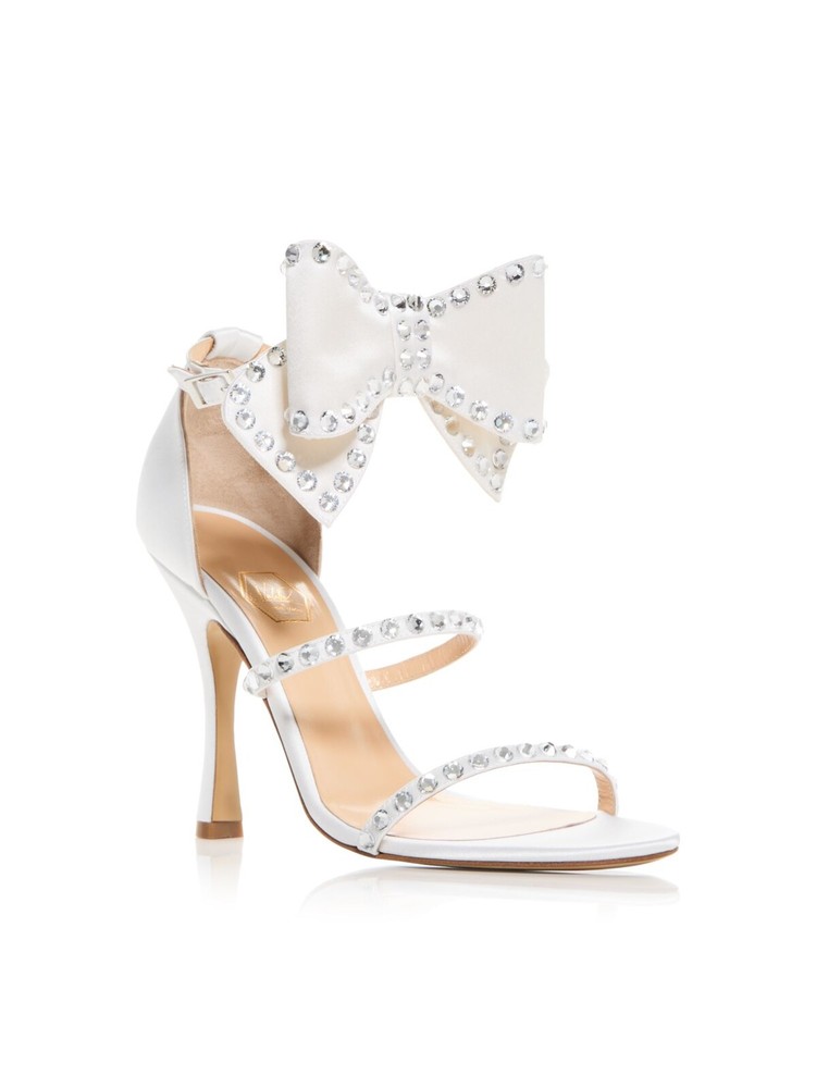 NALEBE Womens Ivory Malika Dimante Open Toe Stiletto Heeled Sandal 40