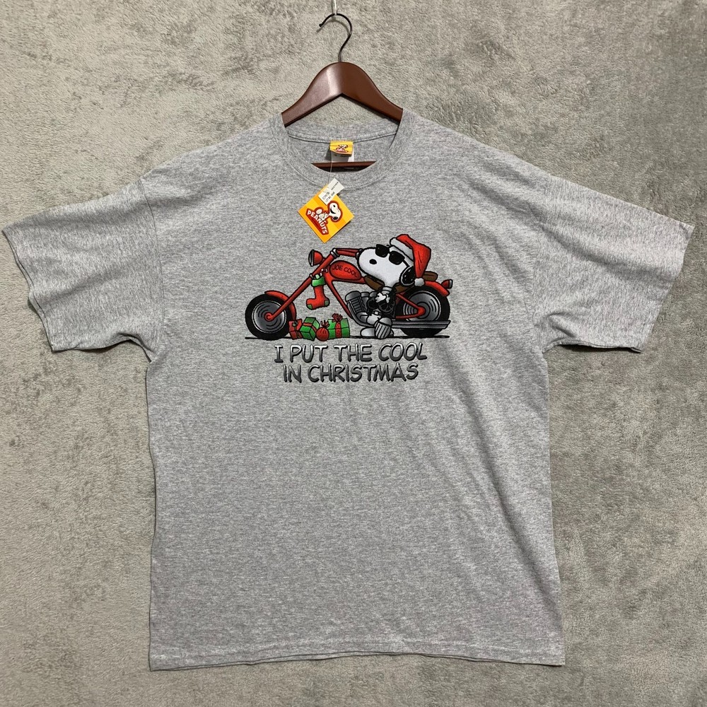 Snoopy Joe Cool Christmas T-Shirt for Men XL Gray Peanuts Holiday Tee