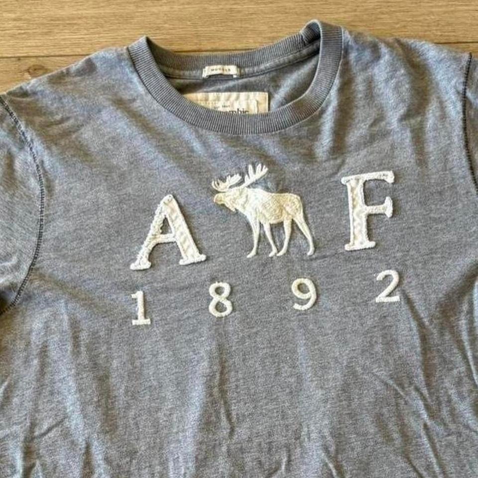 Vintage 90s Y2K Abercrombie & Fitch A&F T Shirt Fits XL Grey Moose Logo Graphic