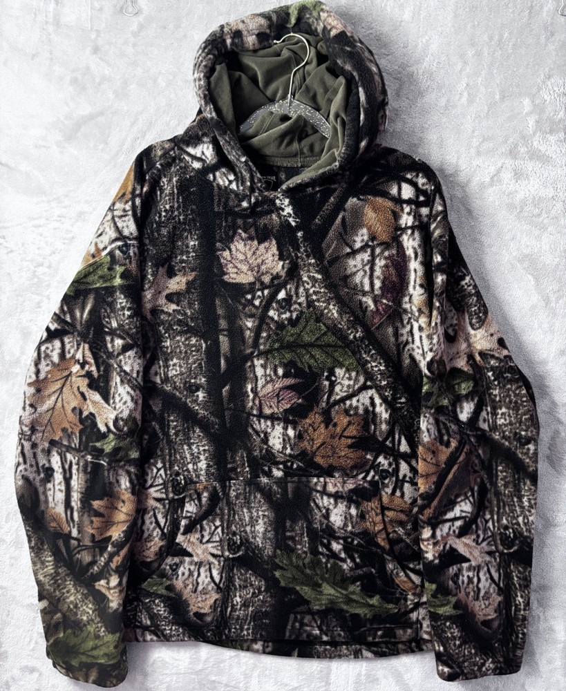 Wood’n Trail Camo Hoodie Pullover Mossy Oak Style Hunting Fleece Outdoors Men XL