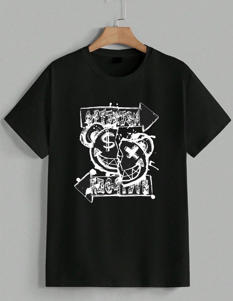 Streetwear Bear Graphic T-Shirt Grunge Style Optimism Negative Urban Tee Unisex