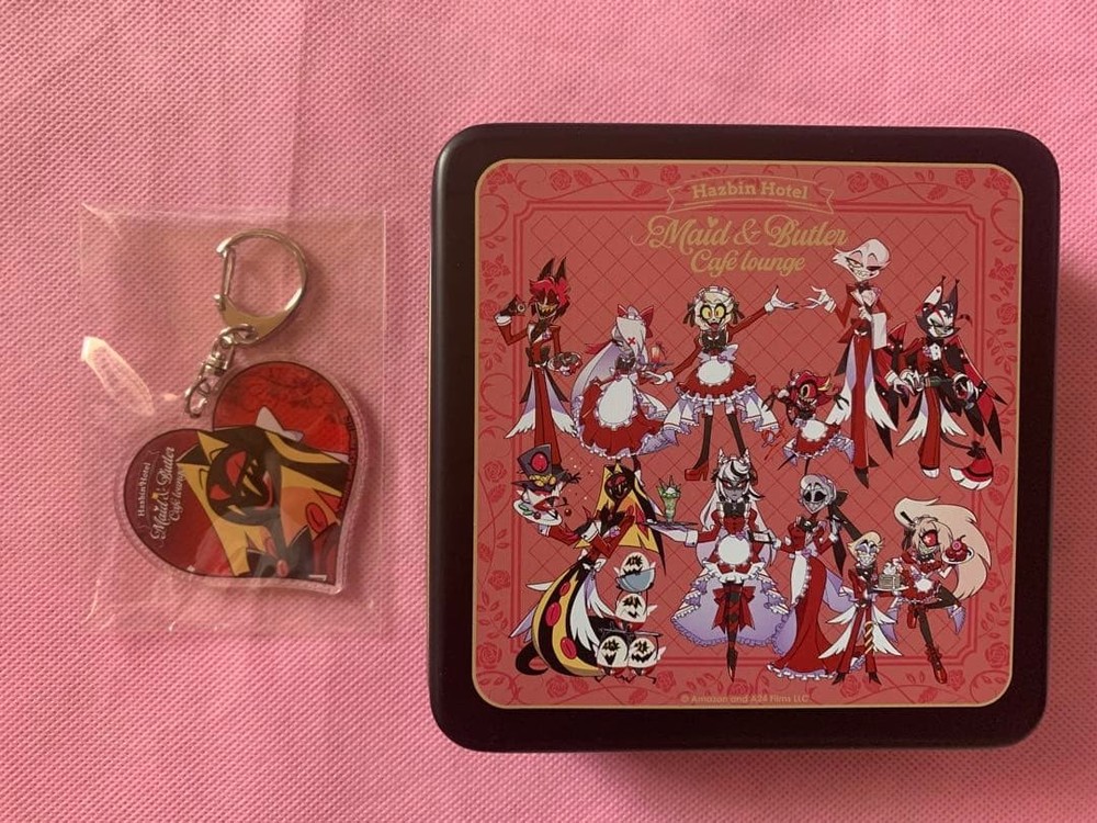 Hazbin Hotel Sir Pentious Acrylic Keychain & Can Case Set Animate Cafe Japan