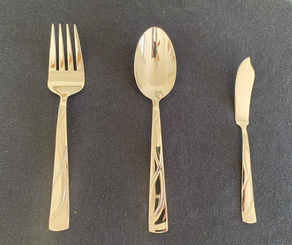 LENOX Vibe 3-Piece Hostess Set~18/10 Stainless Steel~Meat Fork, Knife, Spoon