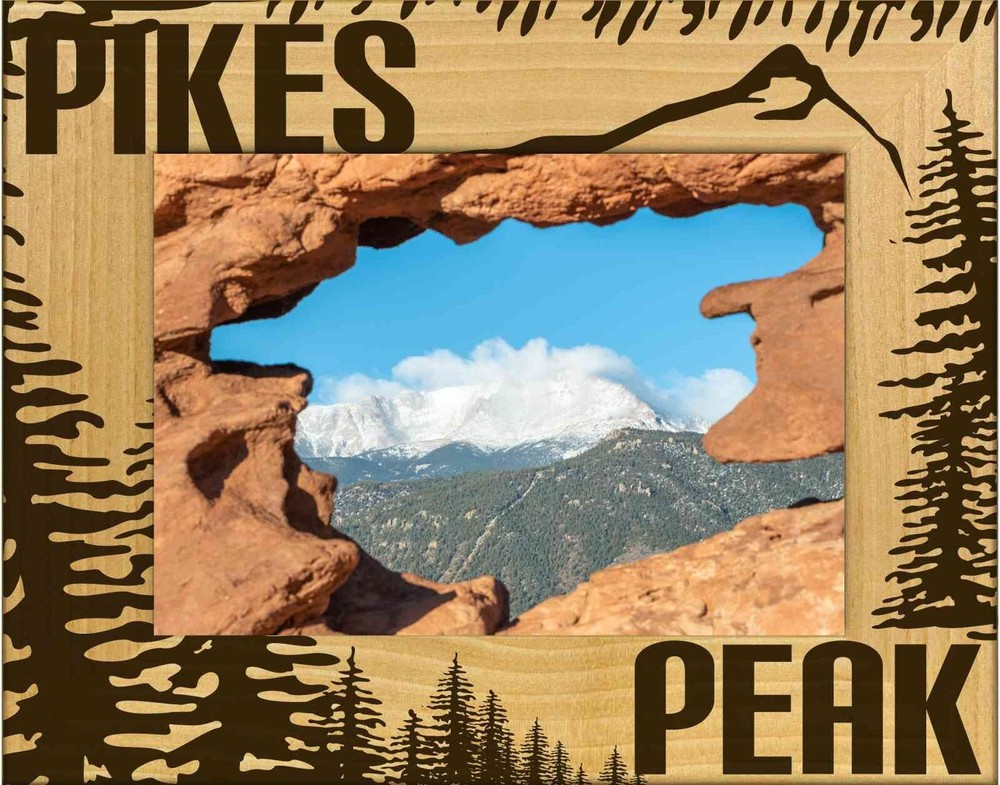 Pikes Peak Laser Engraved Wood Picture Frame Landscape (4 x 6)
