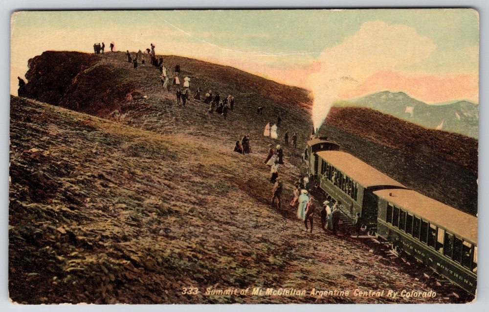 Colorado Argentine Central Railway C&S Train Mt McClellan Summit Postcard