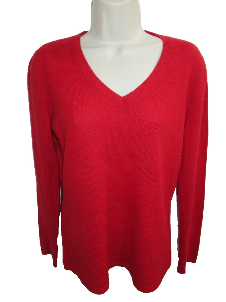 Ann Taylor 100% Cashmere Red V-neck sweater Size M