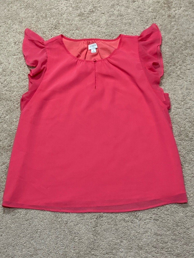 J. Crew Womens Shirt Size Medium Red Lined Keyhole Classic Dressy Flowy Comfort