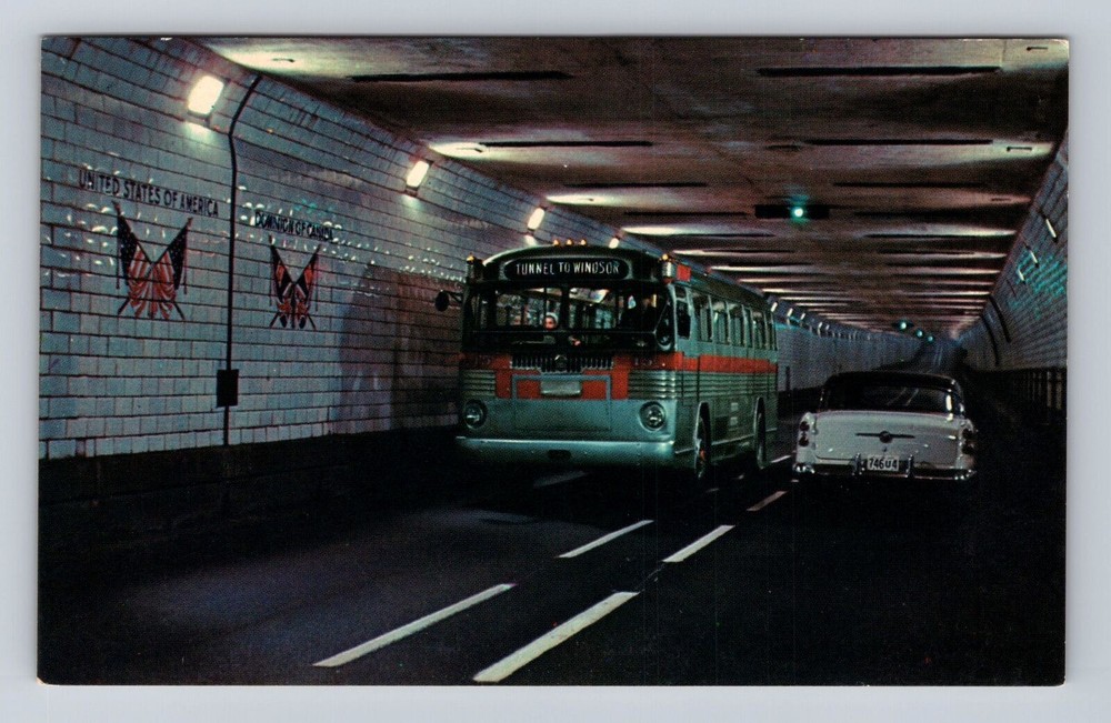 Windsor ON-Ontario Canada, Detroit Windsor Tunnel, Interior, Vintage Postcard