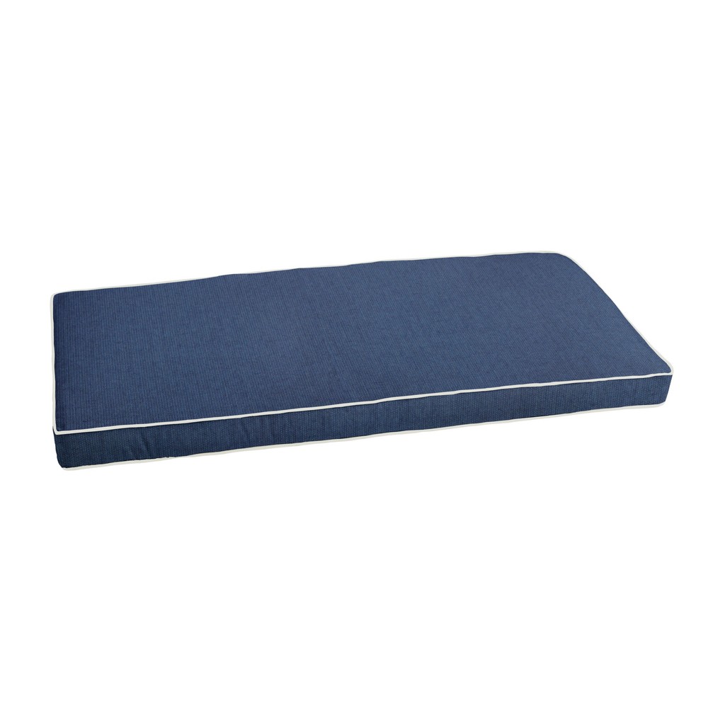 Sunbrella Indigo Blue with Ivory Indoor/ Outdoor Bench