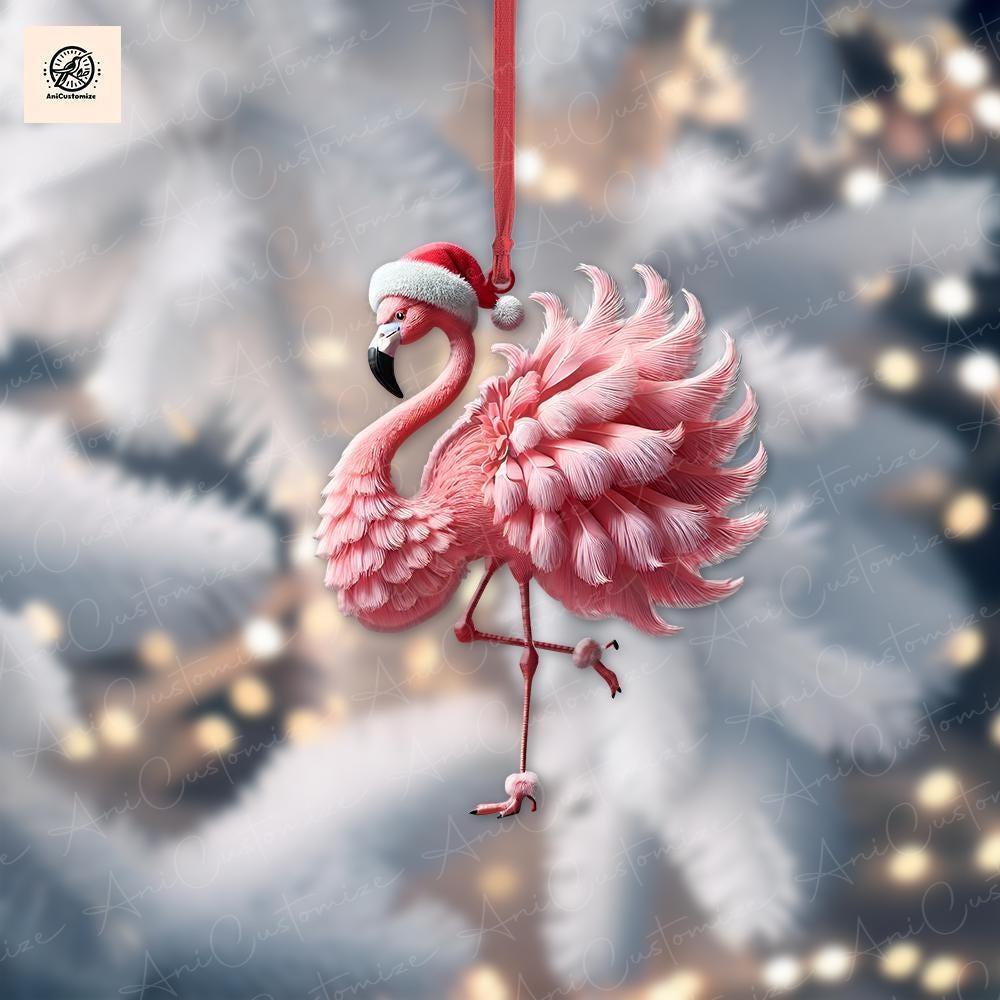 Personalized Lady Flamingo 2D FLAT Ornament  Flamingo Christmas Decor  Flamingo
