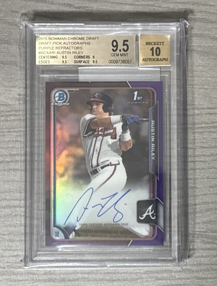 2015 Bowman Chrome Austin Riley 1st Purple Refractor Auto /250 BGS 9.5 Gem Mint