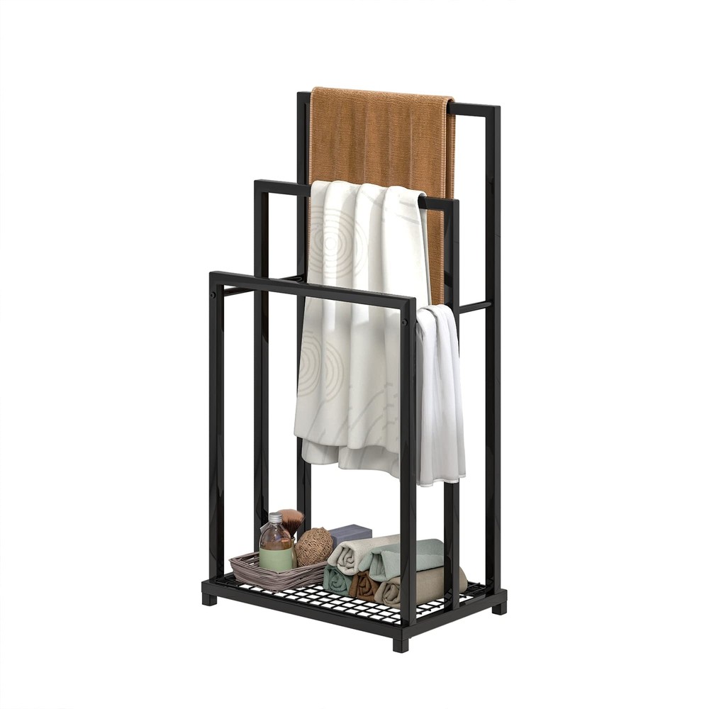 Elegant Home Products Freestanding Towel Rack Holder, 3 Tier Blanket Rack Sta...