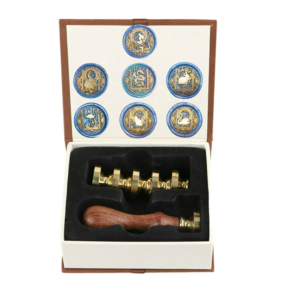 Wax Seal Stamp kit, Starry Animal Wax Seal Stamp Set with 7 PCS Removable Bra...