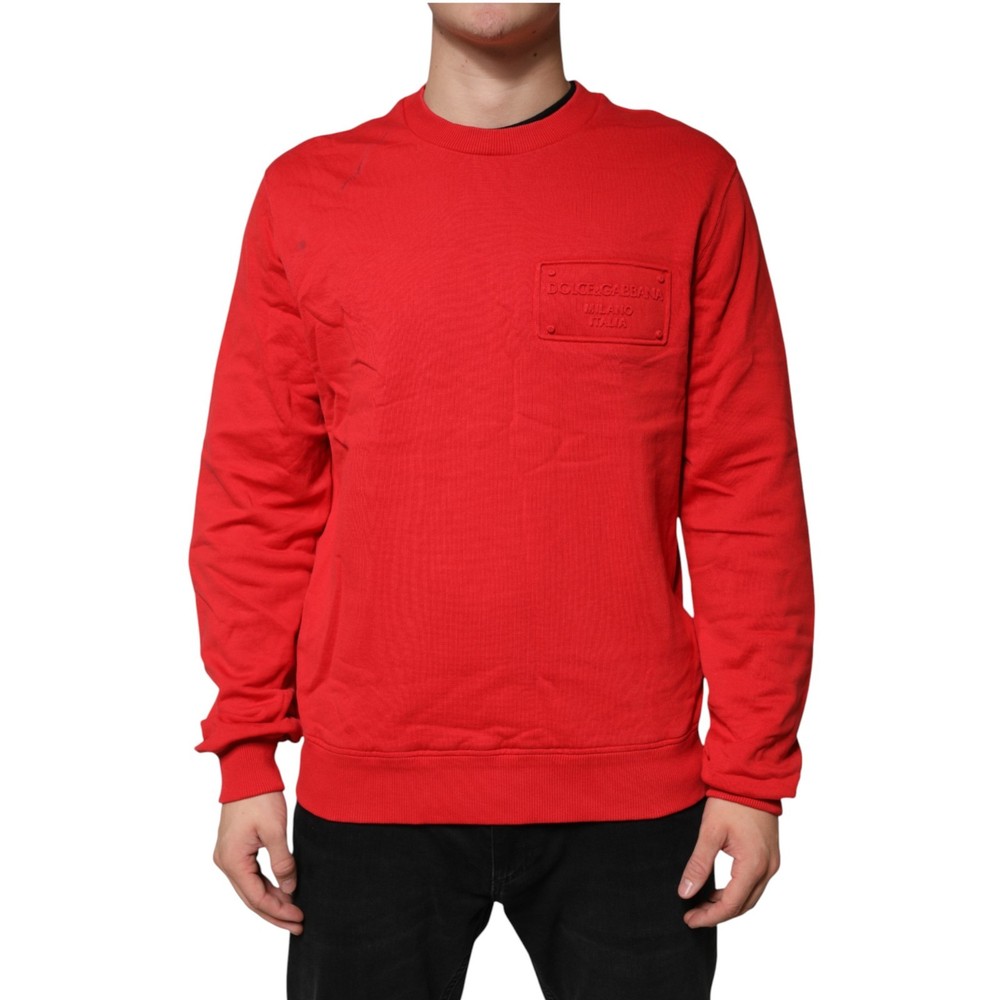 DOLCE & GABBANA Sweater Red Logo Cotton Crew Neck Sweatshirt IT52/US42/XL 830usd