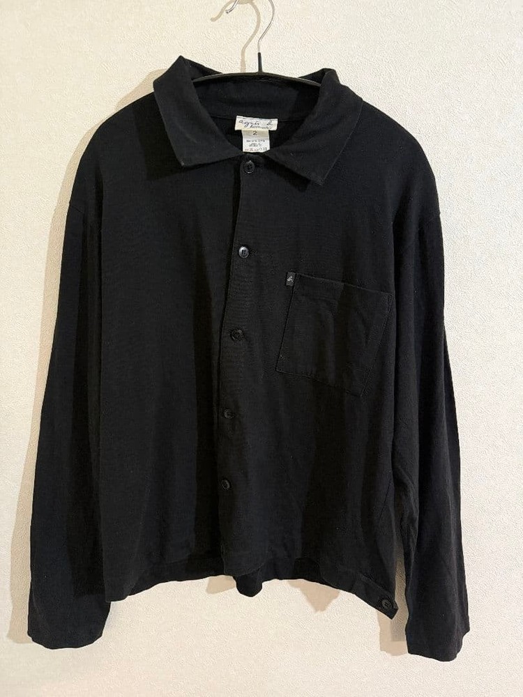 90s Vintage Agnes b Homme Cotton Shirt Black M - Classic Design