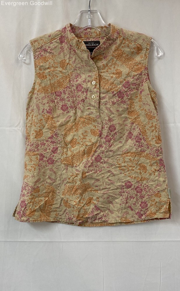 Woolrich Women's Multicolor Floral Sleeveless Button Front Blouse Top Size Small
