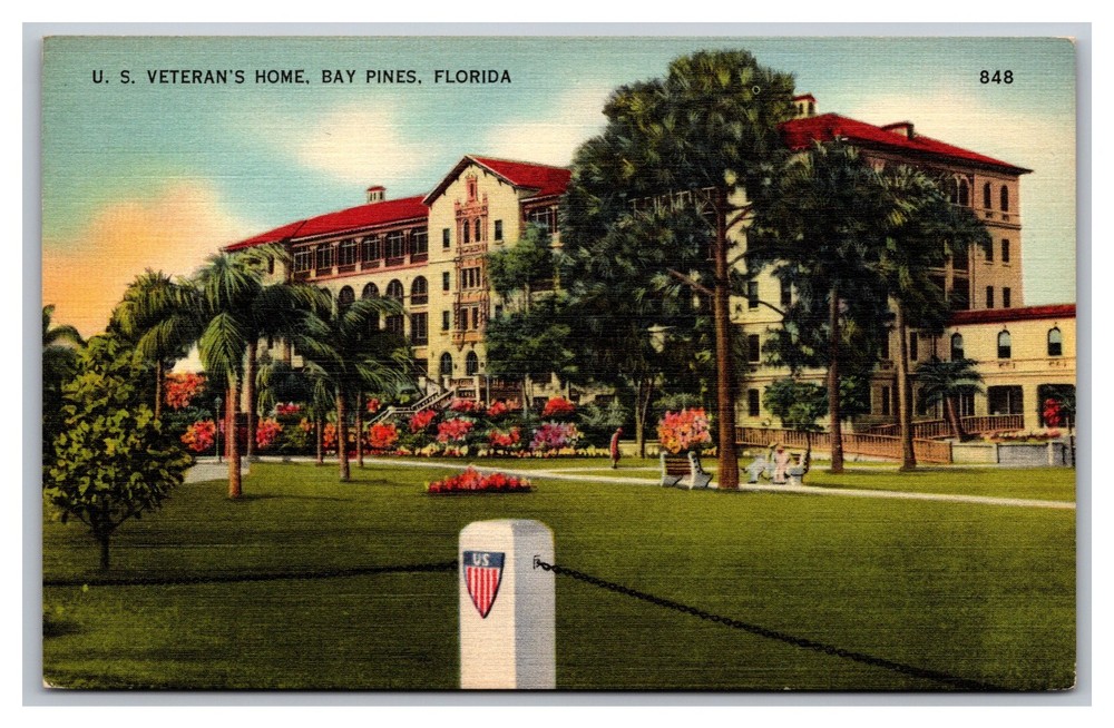 Bay Pines FL Florida U.S. Veteran's Home Linen Postcard