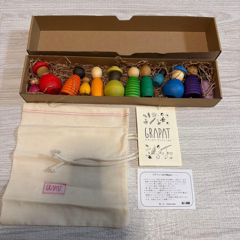 Grapat Together 12 Pcs Wooden Nins Handmade Kids Toy Unused
