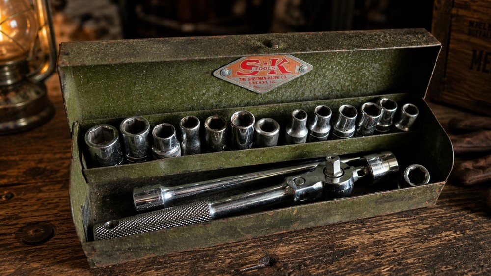 VTG SK Craftsman Socket Wrench Set Metal Case Ratchet USA Tool Kit Lot