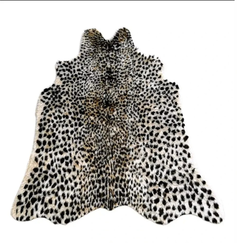 Leopard Printed Leather Hide Animal Faux Fur Rug Mat Home Decor  Carpet