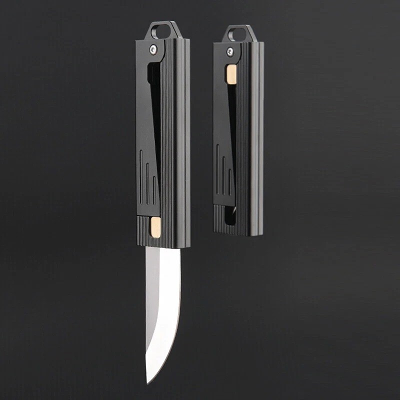 D2 Steel Keychain Folding Knife - Compact Unboxing and Fruit Utility Blade