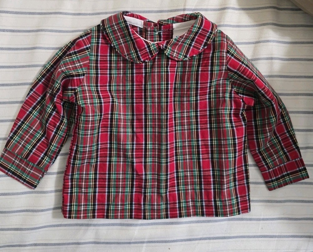 Bailey Boys Tartan Plaid Shirt Peter Pan Collar Holiday Christmas 3 Months