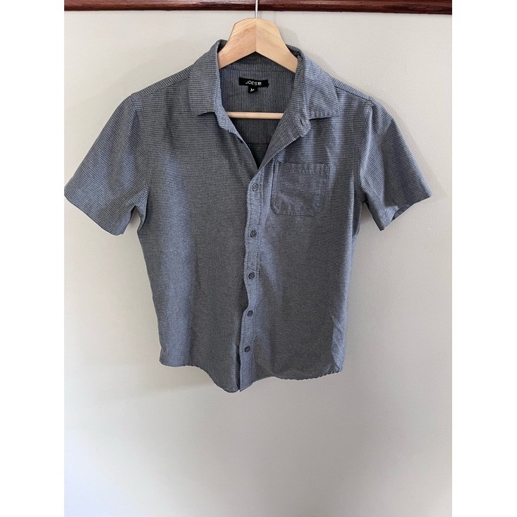 Joe's Jeans Boys Grey Micro Stripe Short Sleeve Button Down Shirt Size M 10-12