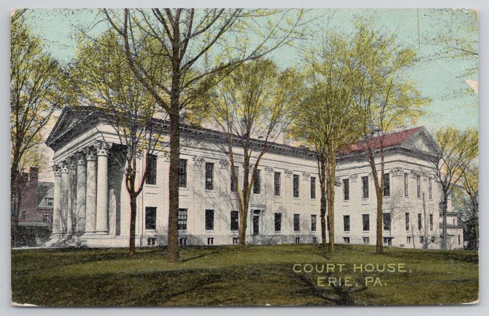 Erie PA Court House Postcard 1913 Perry's Victory Centennial Postmark