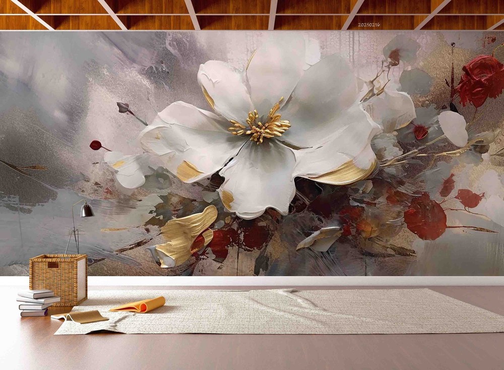 3D Flowers Plants Oil Painting Wall Murals Wallpaper Murals Wall Sticker 2