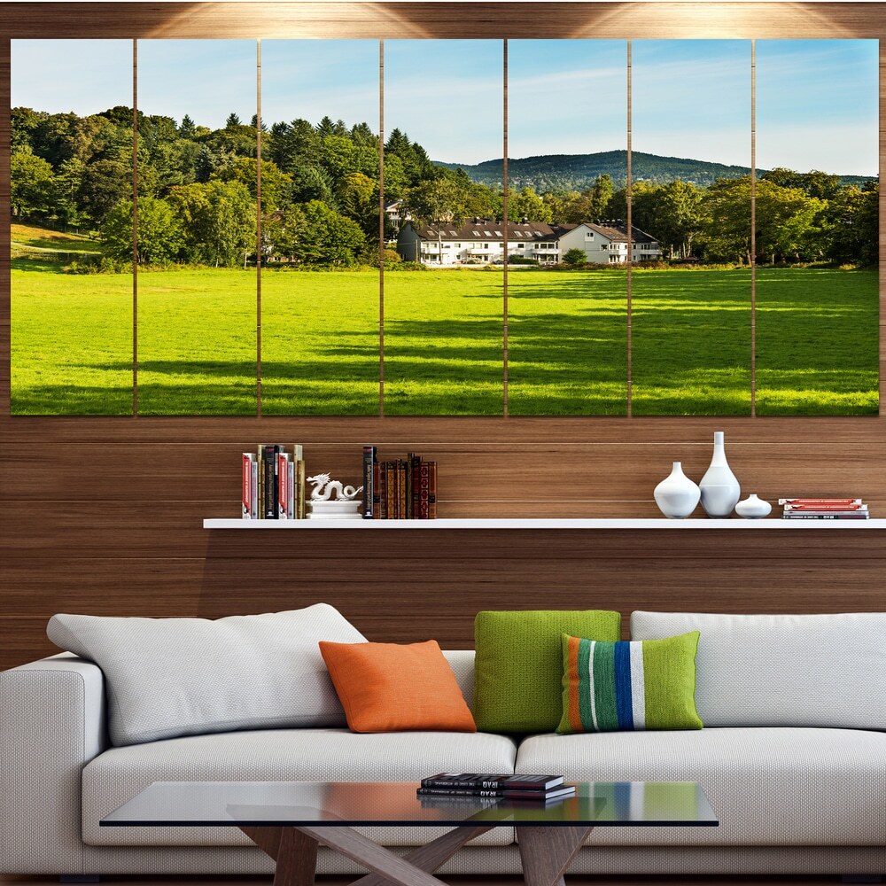 Designart Alone Farmhouse in Meadow Landscape Oversized Canvas Wall Art