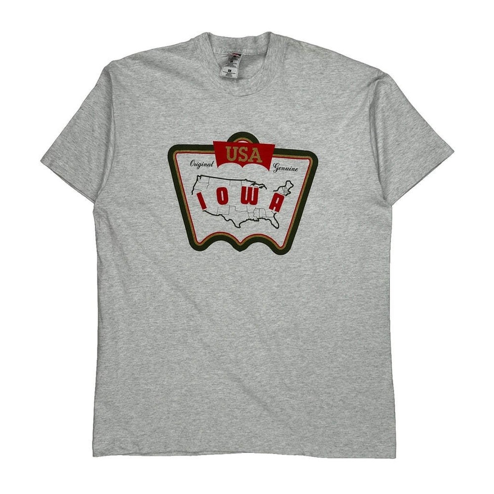 Iowa Fruit Of The Loom Single Stitch T-Shirt - XL Gray Cotton