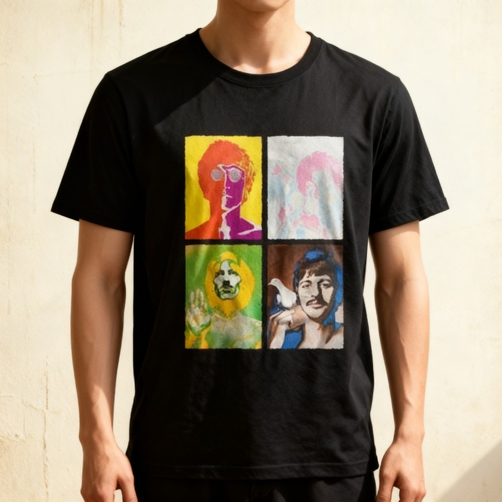 The Beatles Psychedelic Portraits T-Shirt John Lennon George Harrison Ringo Paul