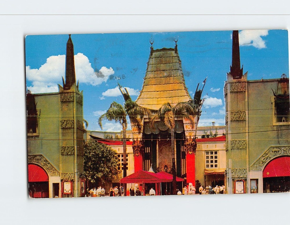Postcard Graumans Chinese Theatre Hollywood Los Angeles California USA