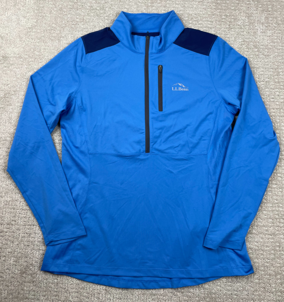 LL Bean Pullover Mens Medium Blue 1/4 Zip Performance Stretch Outdoors Tech Gorp