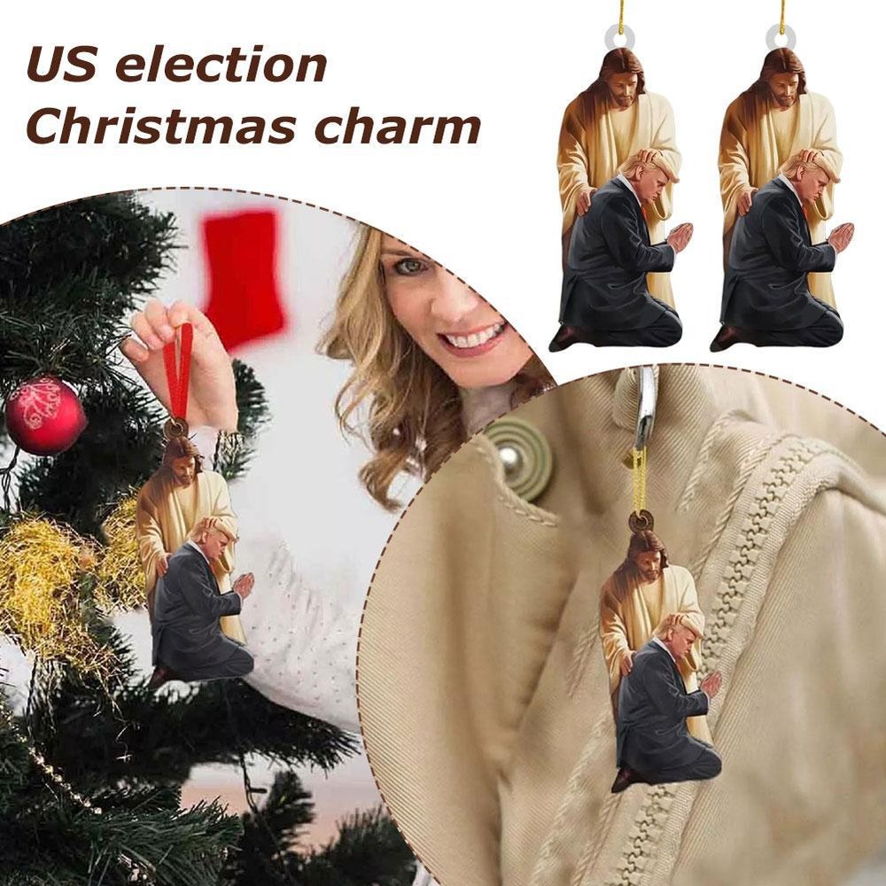 Election Christmas Ornament Holiday Gift Funny Cartoon Christmas Pendant.