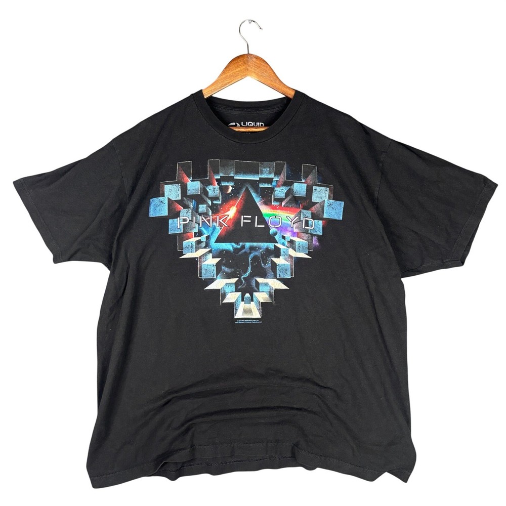 Liquid Blue Pink Floyd Dark Side of the Moon Graphic T-Shirt Black 2XL Casual