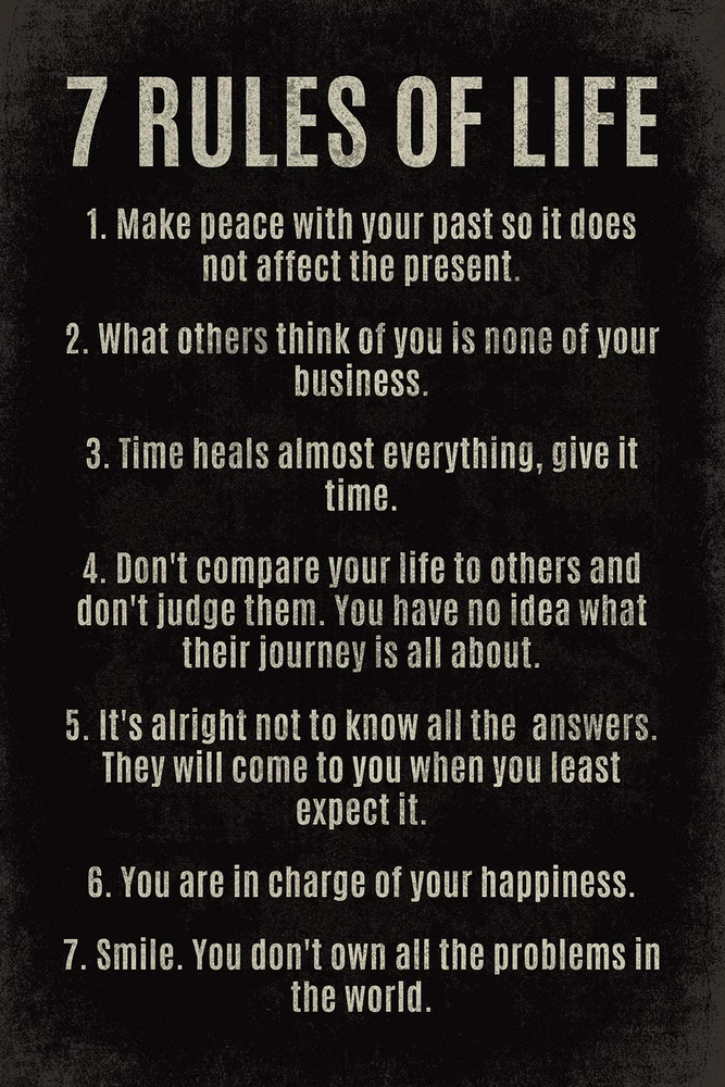 7 Rules of Life, Motivational Poster Print