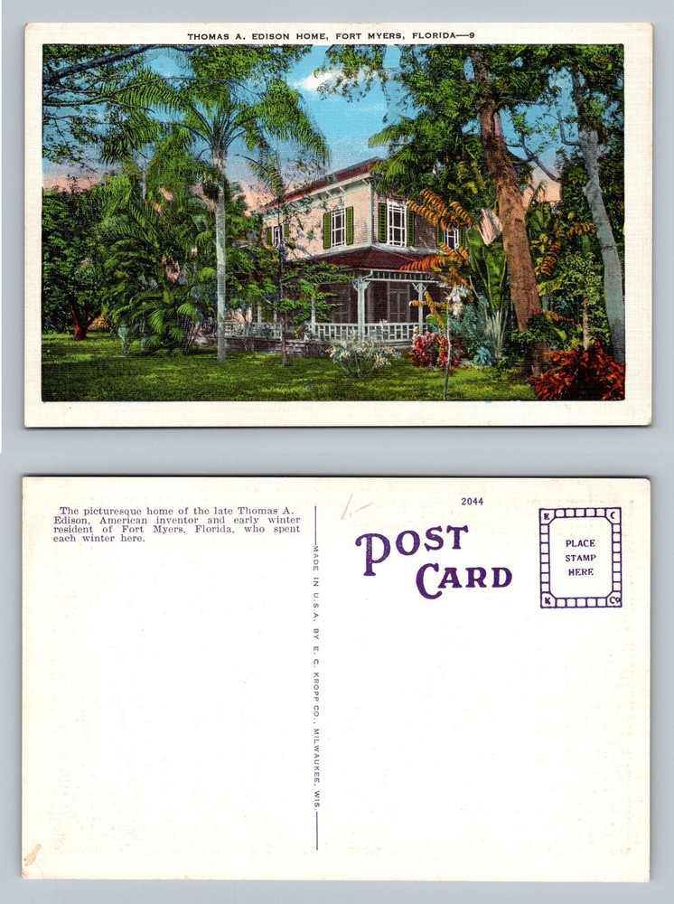 Fort Myers, FL-Florida, Thomas Edison Home Garden Souvenir Vintage Postcard