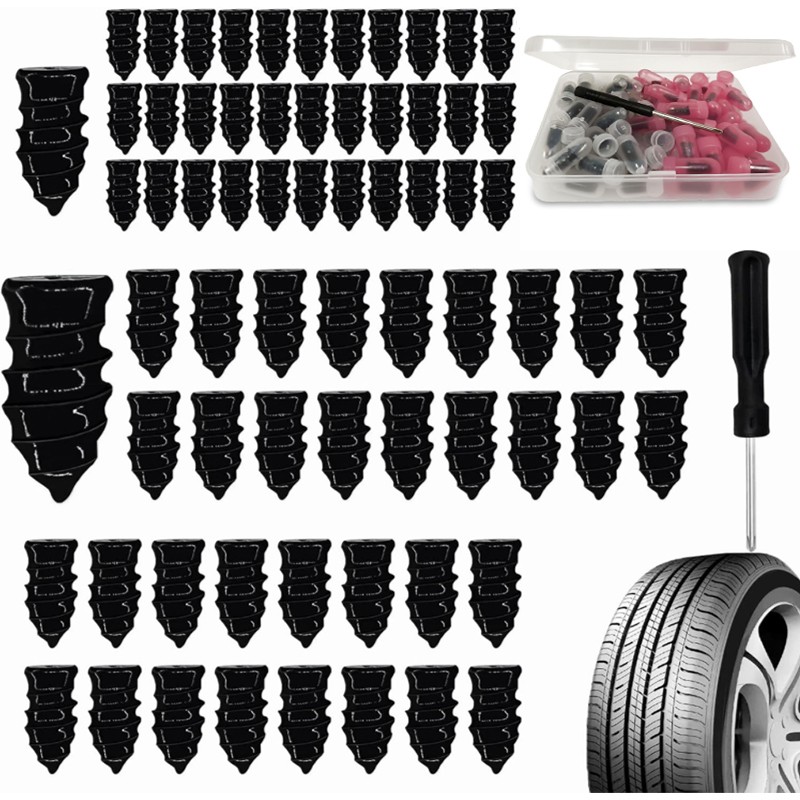 70PCS Heavy Duty Tire Plugs - Flat Tire Repair Kit with Vacuum Tool, (35S+35L)