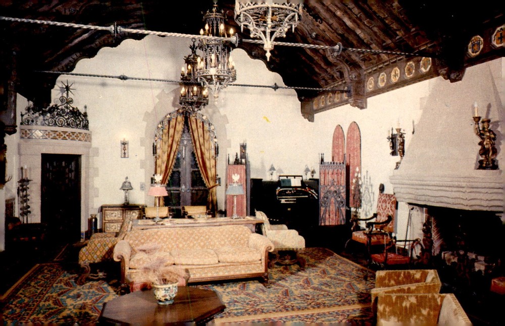 Death Valley, Scotty's Castle, Music Room, California, antiques, Postcard