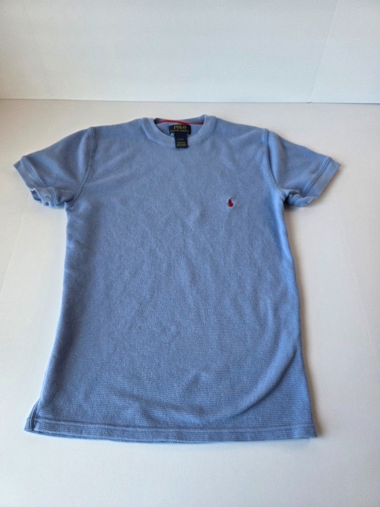 Polo Ralph Lauren T Shirt Mens S Blue Waffle Knit Pony Logo Cotton Tee