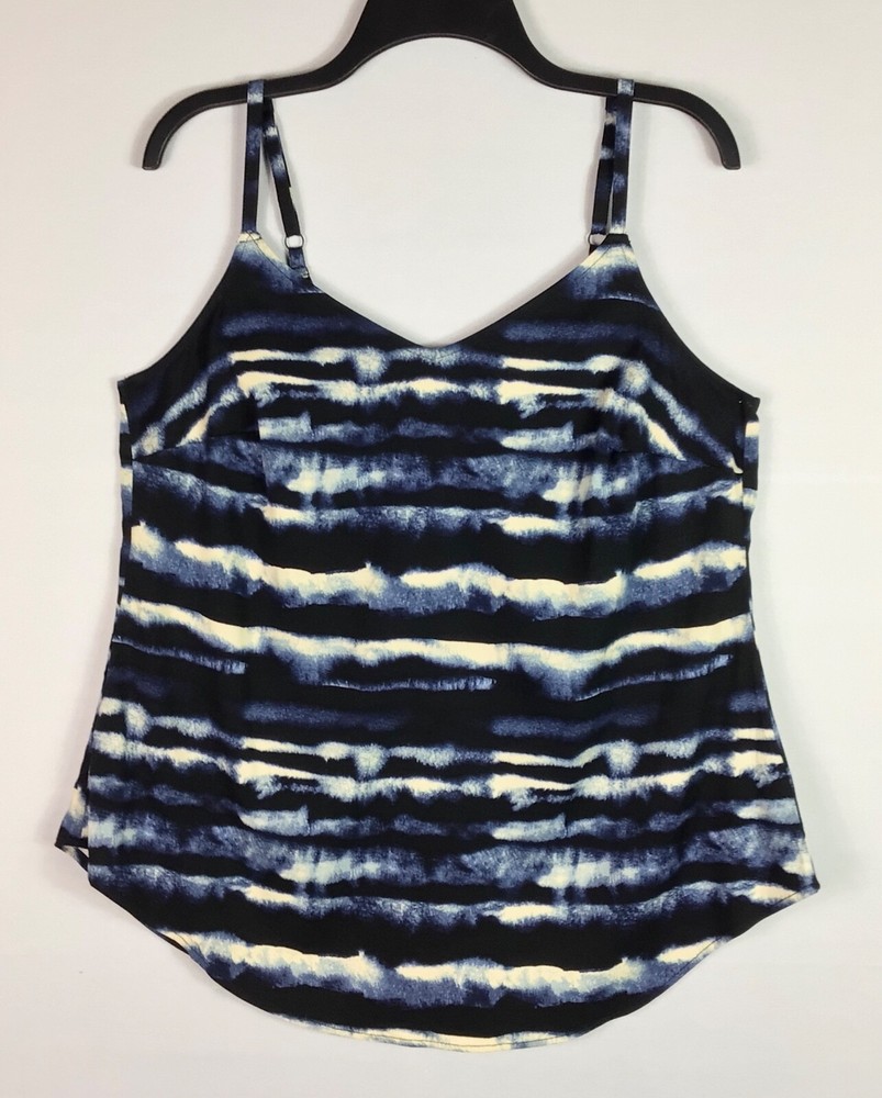 Torrid Tank Top Womens Size 00 Blue Tie Dye V-Neck Ho Low Hem Adjustable Straps