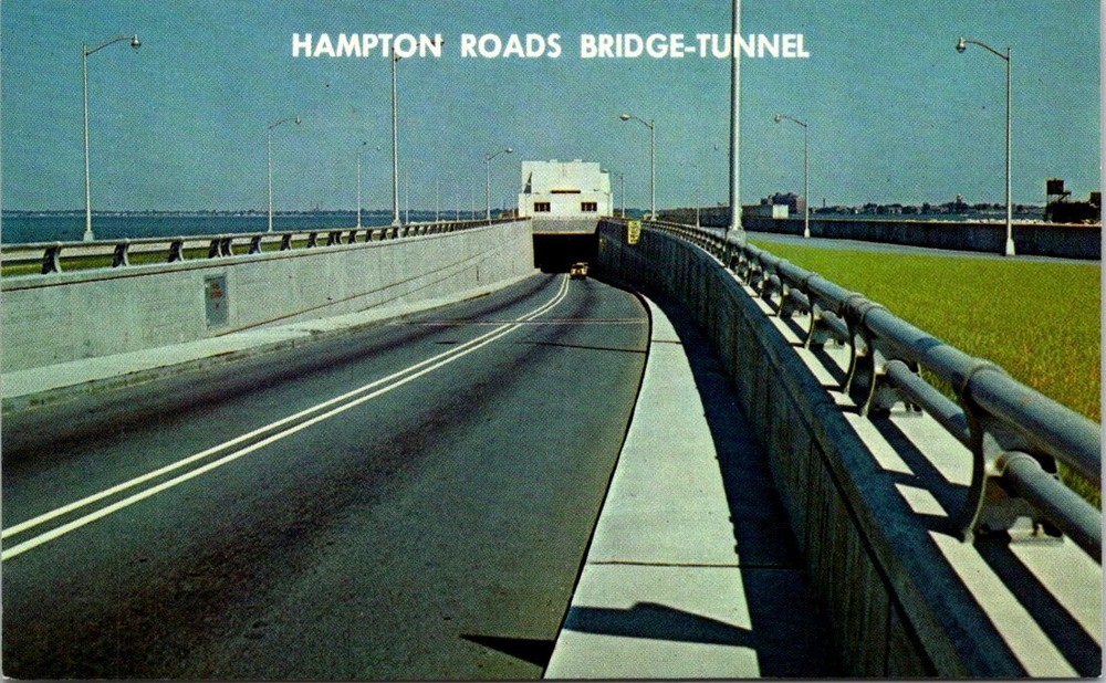 c1960 Hampton Roads Bridge-Tunnel Norfolk Hampton Virginia Vintage Postcard