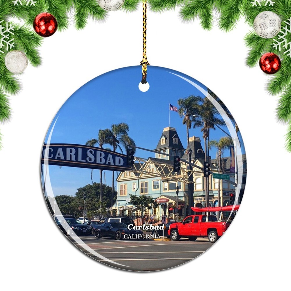 Carlsbad Village California USA Christmas Ornament - City Travel Souvenir Keepsake Gift for Holiday Decor Collectors