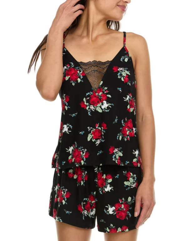 NWT M Flora by Flora Nikrooz Women's Jo Floral Cami & Shorts Sleep Set - Black