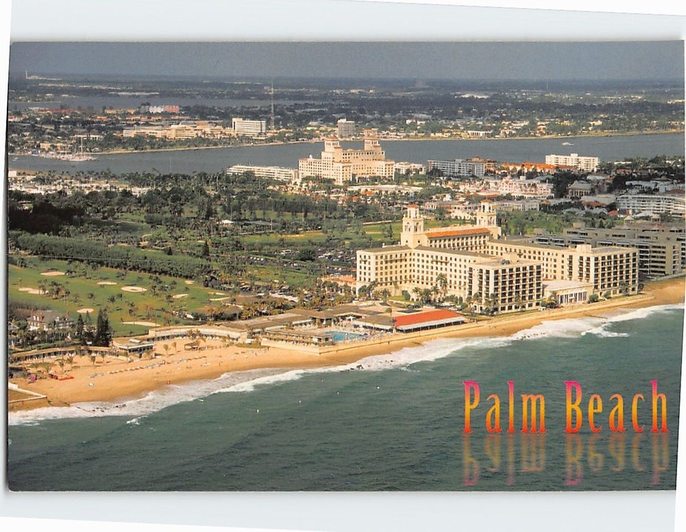 Postcard Aerial View Palm Beach Florida USA
