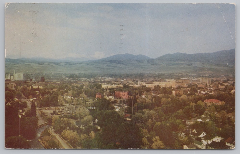 Pocatello Idaho~Aerial View Overlooking City~Vintage Postcard