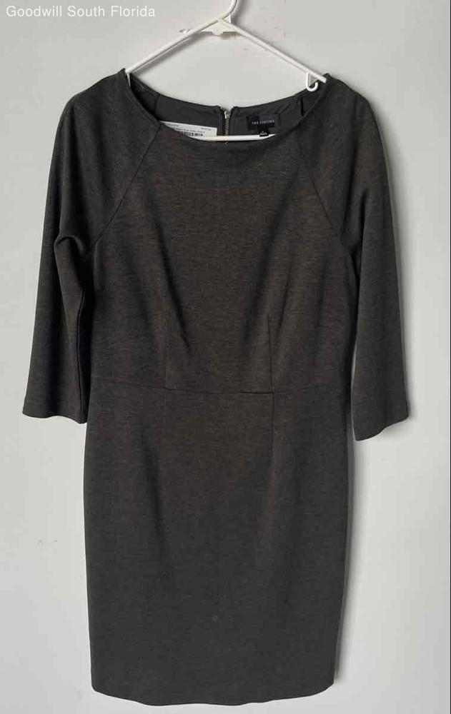 The Limited Womens Gray 3/4 Sleeve Boat Neck Back Zip Sheath Dress Size 8